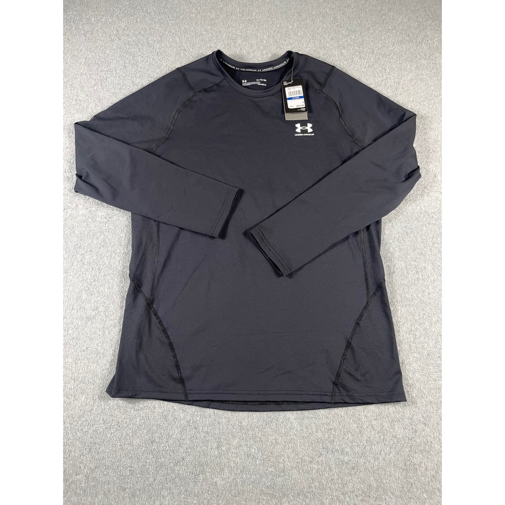 Under Armour ColdGear Armour Fitted Crew Mens XL Black Long Sleeve Shirt 1366068